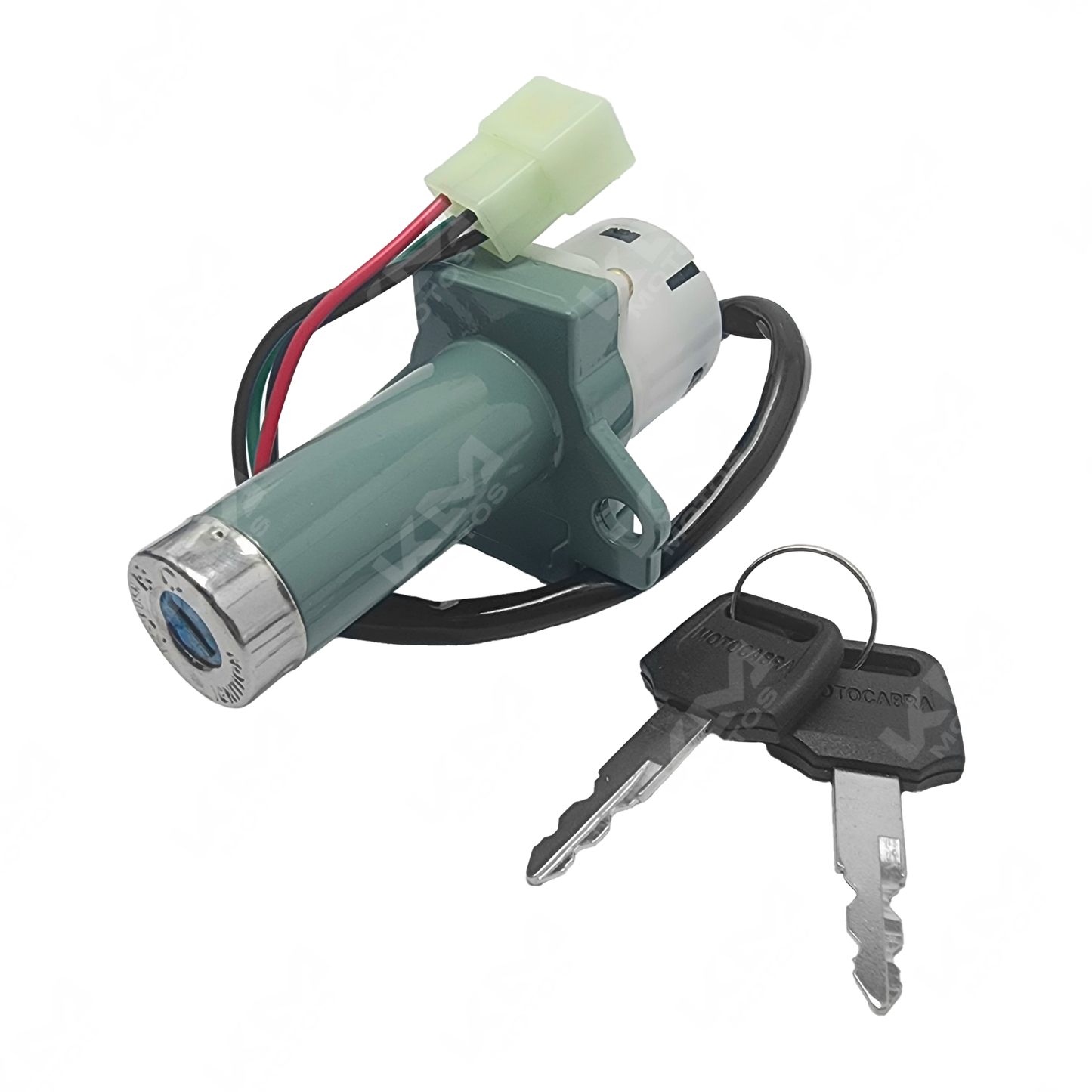 Interruptor de encendido KM Motos para modelos FT150, RT180, DM200, XM200, CGL125 y HJ125, en color negro.