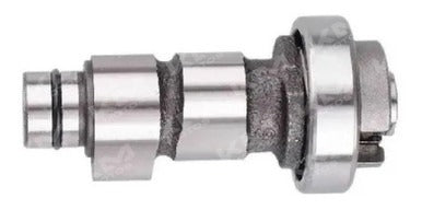 Árbol de levas Universal para YBR-125 Ed/g y XTZ-125, muestra sus engranajes y componentes metálicos en detalle.