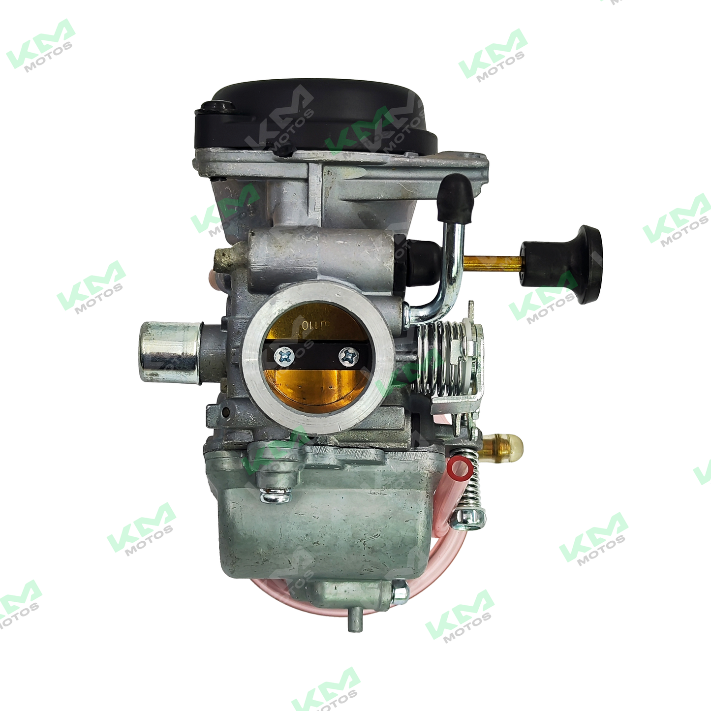 Carburador Xia GN125 para motocicleta, muestra detalles del componente de combustible y conexiones en la imagen.