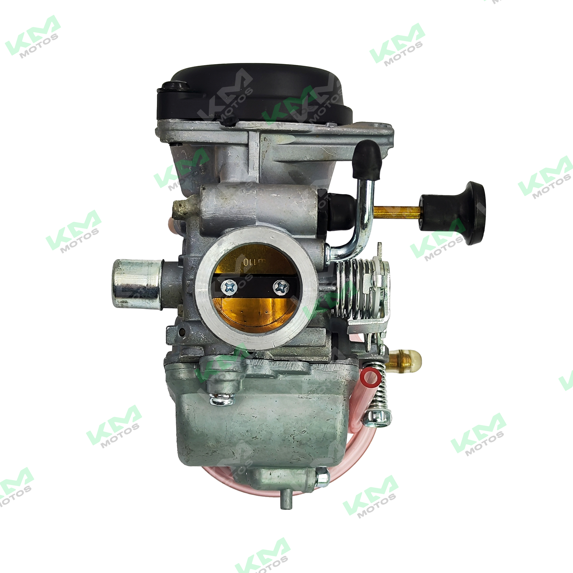 Carburador Xia GN125 para motocicleta, muestra detalles del componente de combustible y conexiones en la imagen.