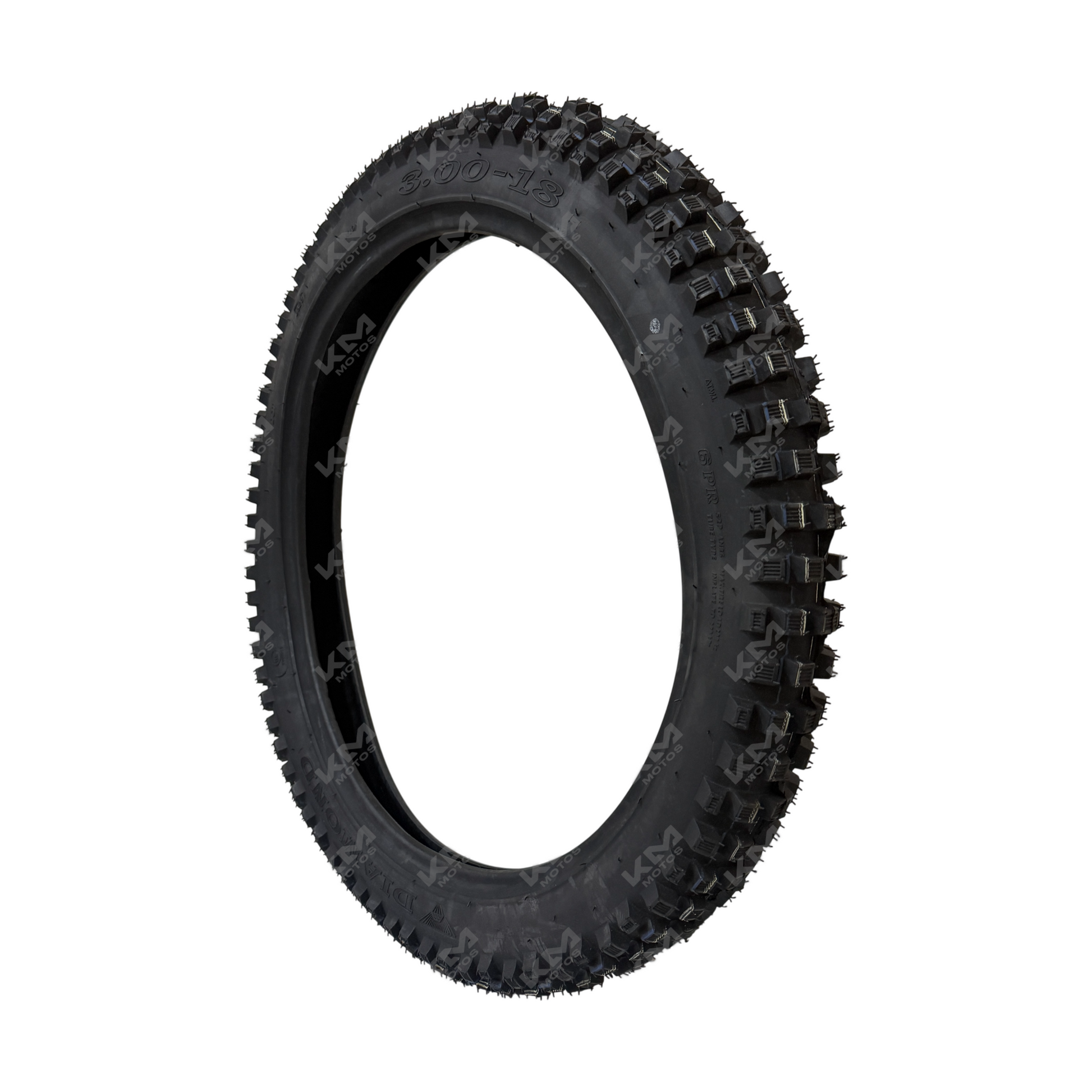 Llanta delantera semitractora KM Motos 3.00-18 con banda de rodadura y estructura resistente para tractor agrícola.
