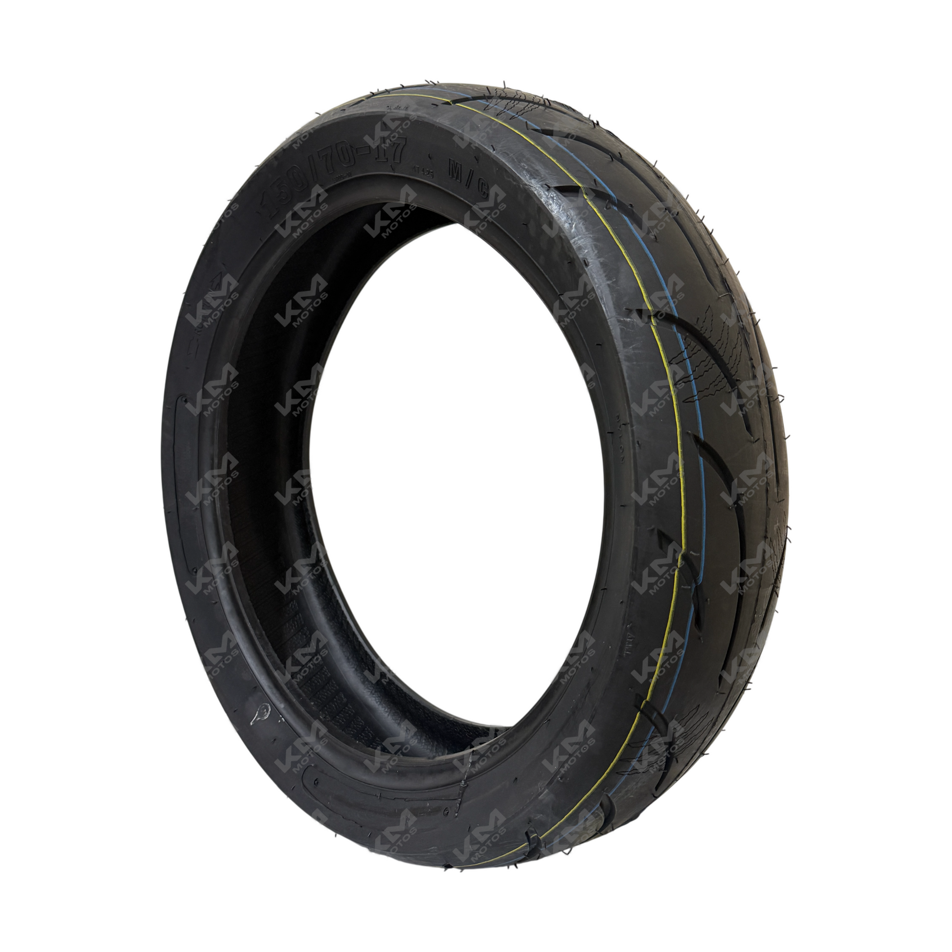 Llanta trasera 150/70-17 lisa de la marca KM Motos, neumático de alto rendimiento para motocicletas.