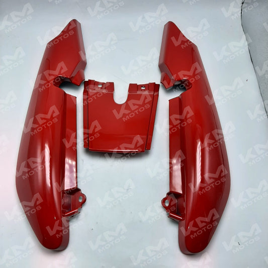 Cola de bicicleta roja Osaka YBR125 con diseño resistente, vista frontal con detalles de la marca y acabado brillante