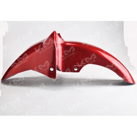 Guardafangos Gixxer del Rojo, guardafango universal para motocicleta, resistente y de color rojo brillante, visible en la imagen.