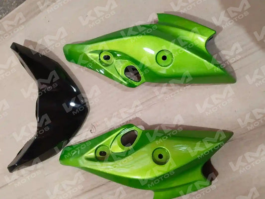 Cubierta de carena Yamaha FZ16 en color verde con cacha de foco, compatible con silvín y foco, marca universal.