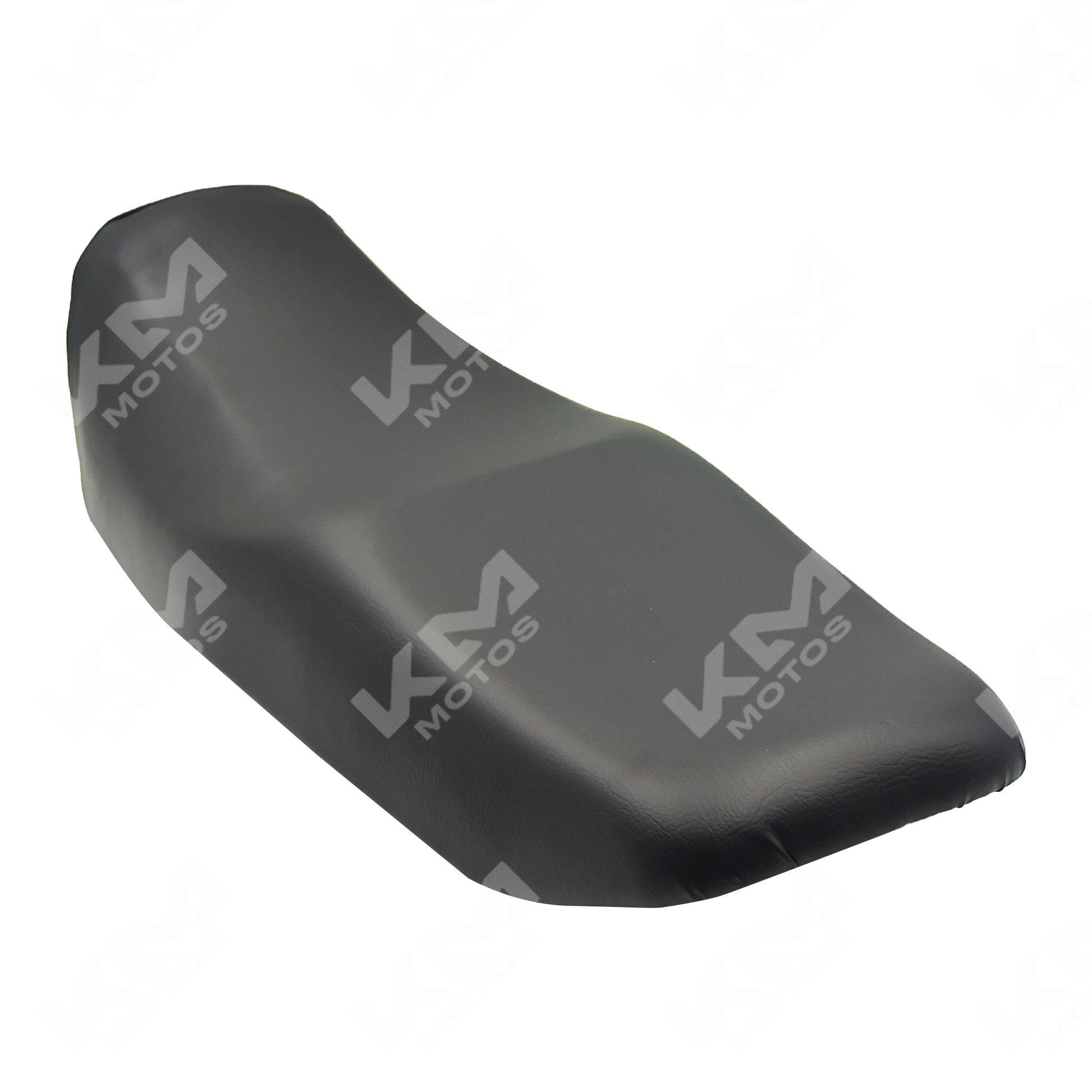 Asiento para HJ125-7 de motocicleta KM Motos, vista frontal mostrando la espuma y la cubierta negra del asiento.