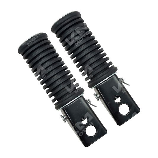 Estribos universales redondos negros para motocicleta, marca KMMOTOSHN, con acabado en negro y diseño resistente.