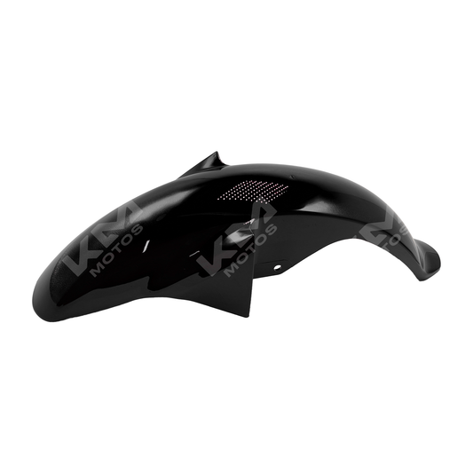 Protector de guardabarros negro para motocicleta Crux110 Revo M.N. de KMMOTOS, muestra el guardafango en color negro.