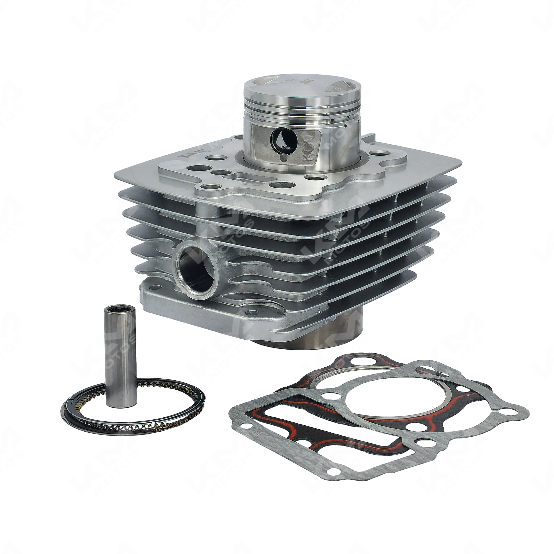 Kit de cilindro KM Motos para CG150, FT150, KB150, Typan y RT180, con componentes visibles en la imagen.