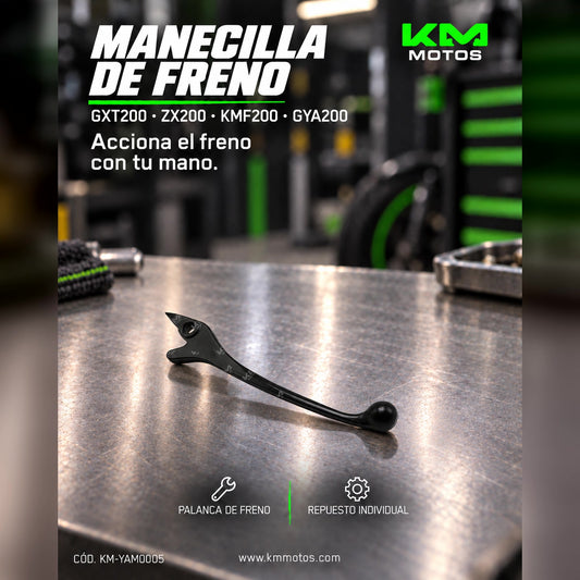 Manecilla de freno universal para modelos GXT200, ZX200, KMF200 y GYA200, mostrada en imagen.