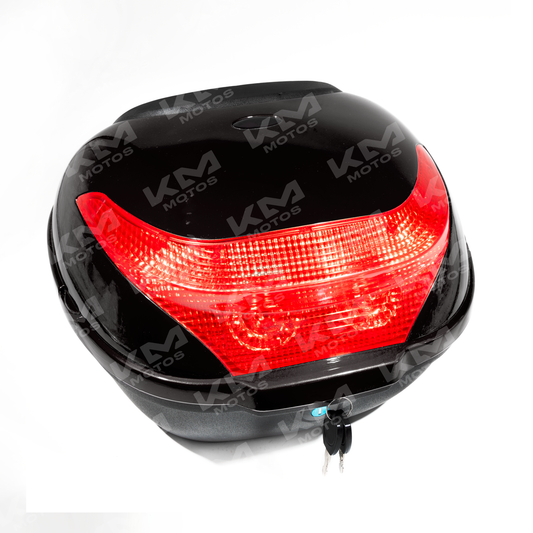 Maletero universal para moto, accesorio de almacenamiento resistente y duradero, en color negro, diseñado para motos.