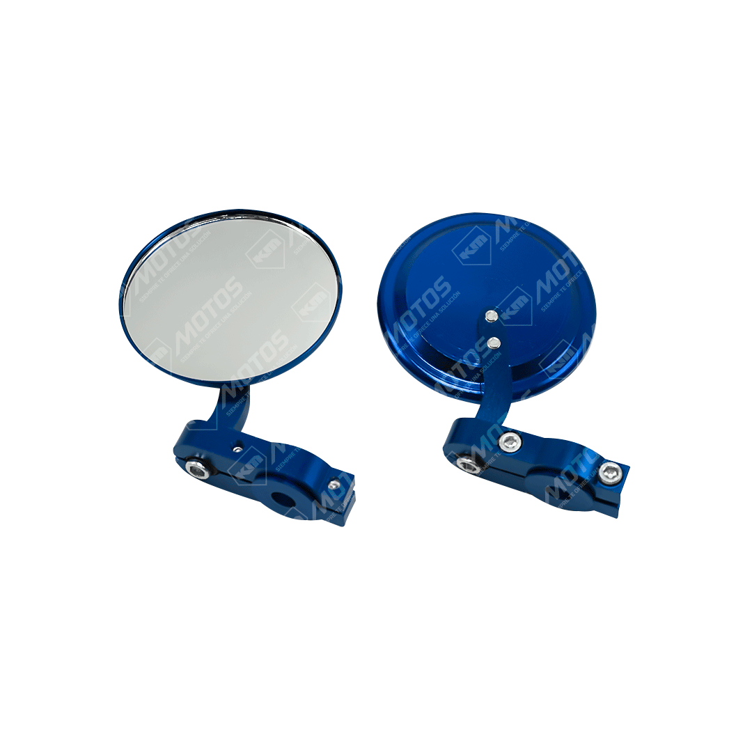 Conjunto de retrovisores redondos de contrapesa con ajuste azul para moto KM Motos, accesorios de retrovisores para motocicleta.