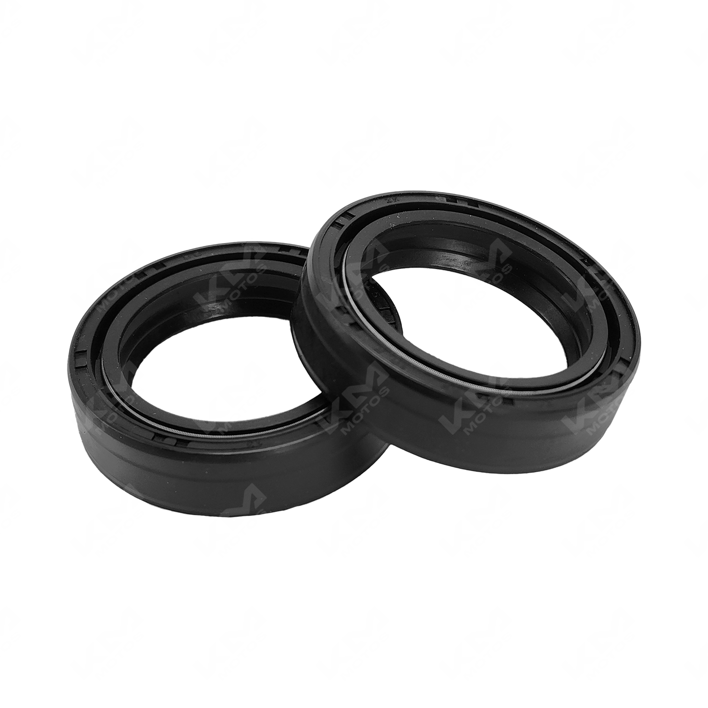 Sellos de barra KM Motos de tamaño 31x43x10.5 cm en la imagen, ideales para motores de diferentes modelos.