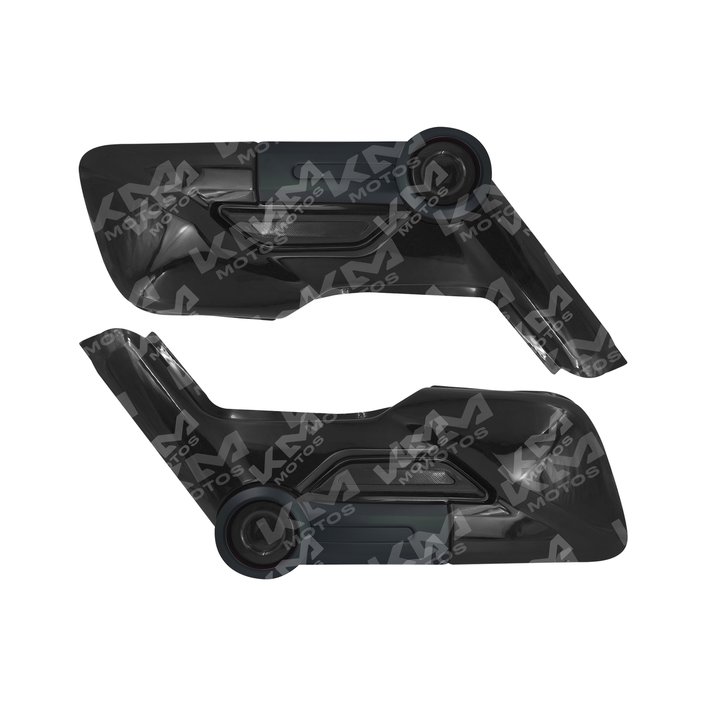 Tapaderas laterales negras para Honda Navi, marca Universal, mostrando detalles y acabado en el lateral de la motocicleta.