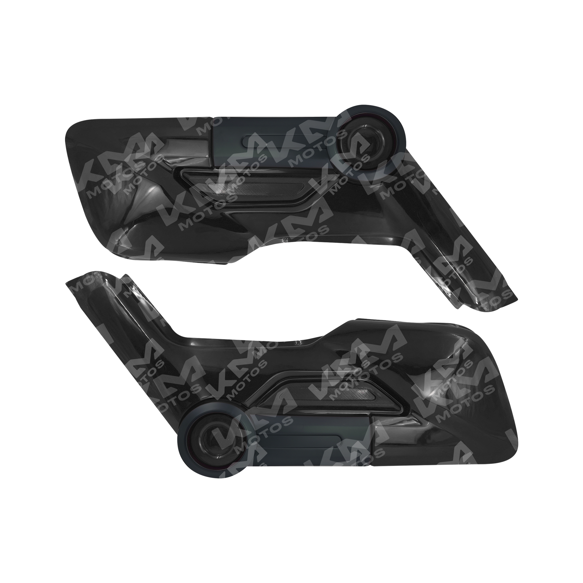 Tapaderas laterales negras para Honda Navi, marca Universal, mostrando detalles y acabado en el lateral de la motocicleta.