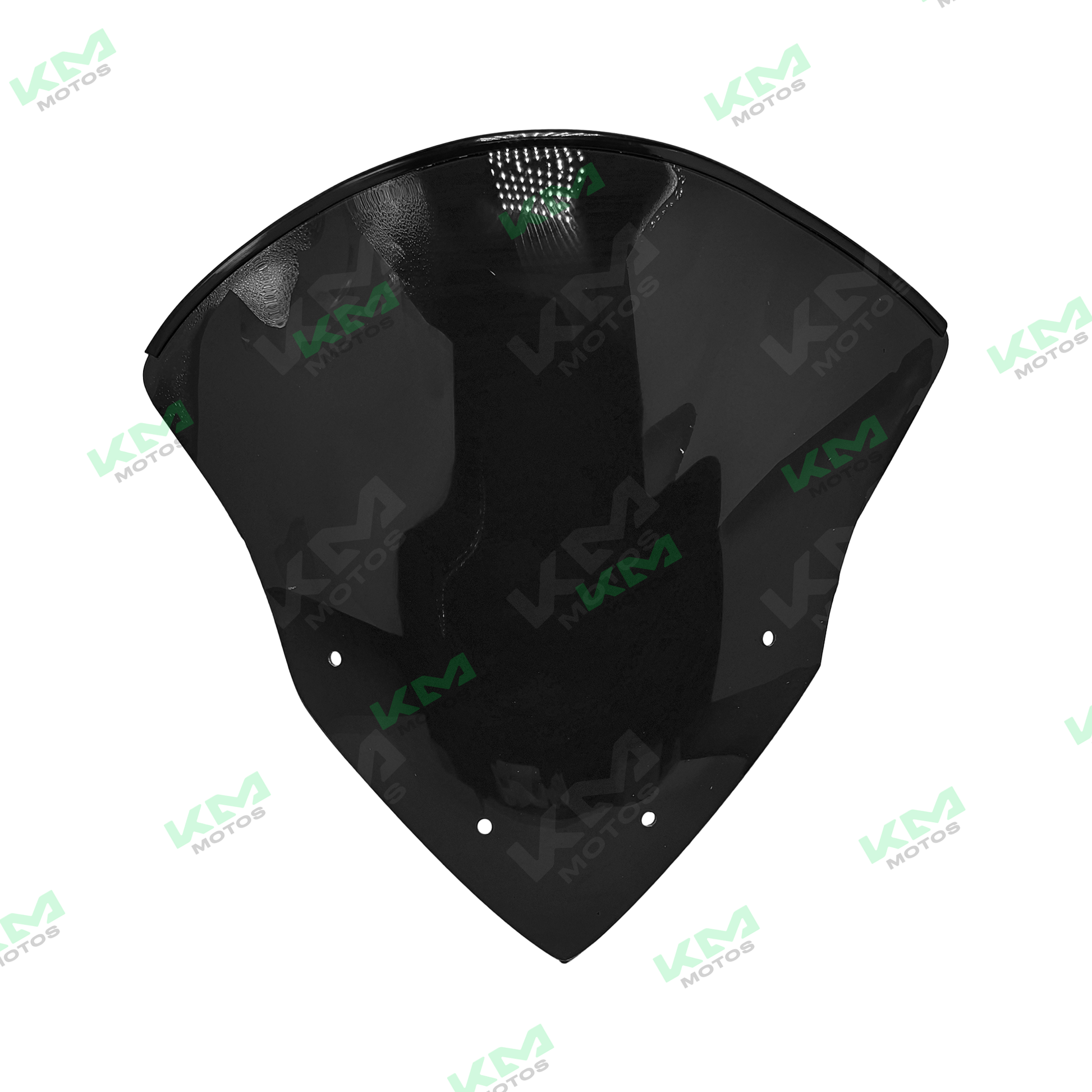 Visera negra para moto RS200, protección para casco de motocicleta, vista frontal mostrando la visera curva y resistente