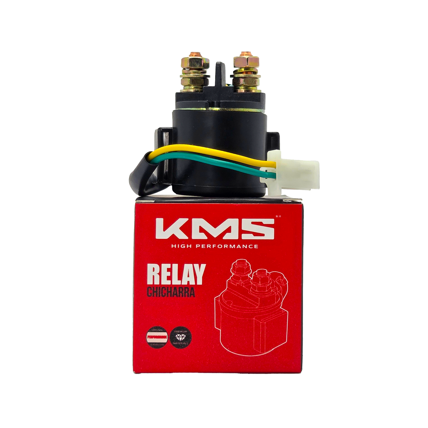 Relé de encendido GSR4-250/250Z en color grafito para motos KMS, compatible con CR5-PRO, vista del componente en imagen.