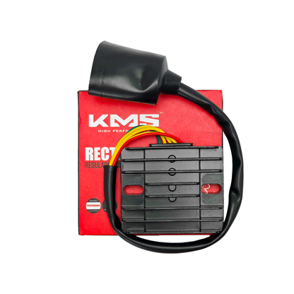 Regulador de voltaje KM Motos GSR4-250/250Z en grafito, para protección eléctrica de motocicletas.