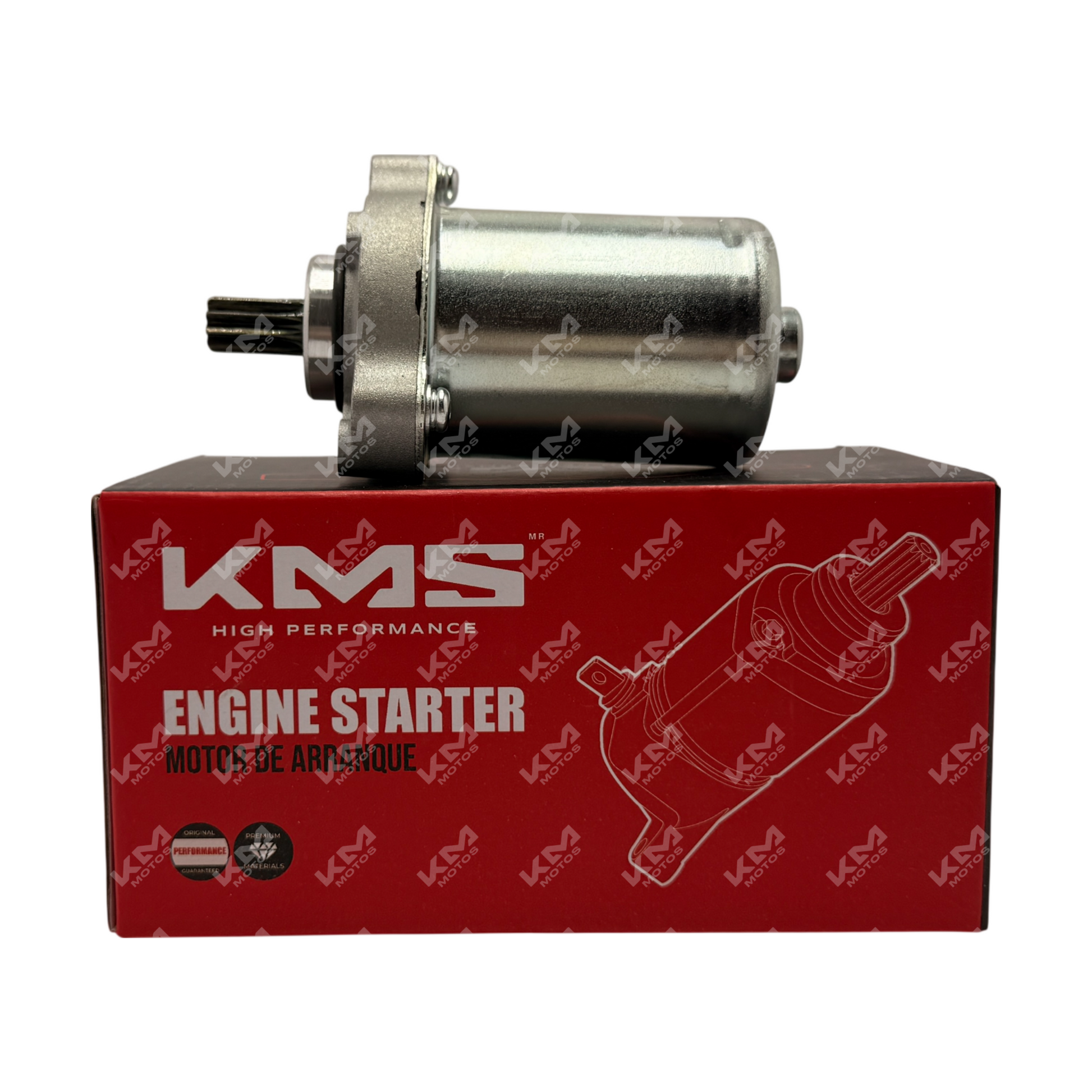 Motor de arranque KMMOTOS Crux110 Rev-4 M.N, con componentes visibles en imagen.