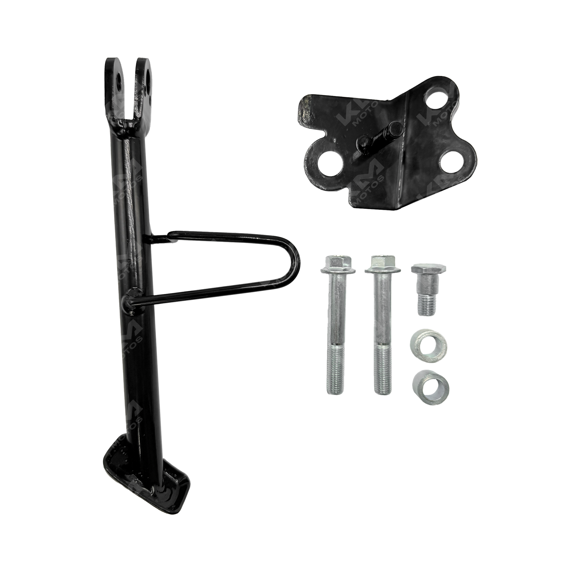 Pata lateral para Navi 110 KMS, pieza de repuesto de color negro con detalles en metal, diseñada para motocicletas KMS.