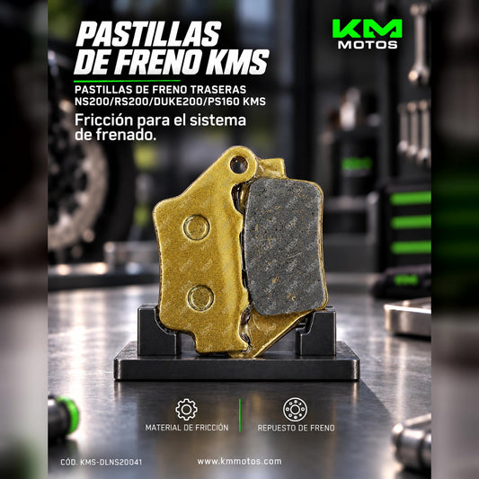 PASTILLAS DE FRENO TRASERAS NS200/RS200/DUKE200/PS160 KMS — KMS-DLNS20041 | KM Motos