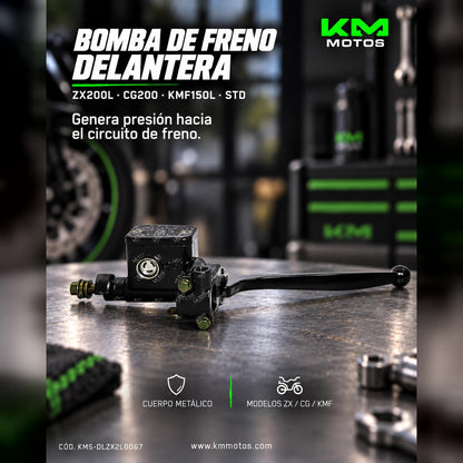 BOMBA DE FRENO DELANTERA METAL ZX200L/CG200/KMF150L/STD KMS — KMS-DLZX2L0067 | KM Motos