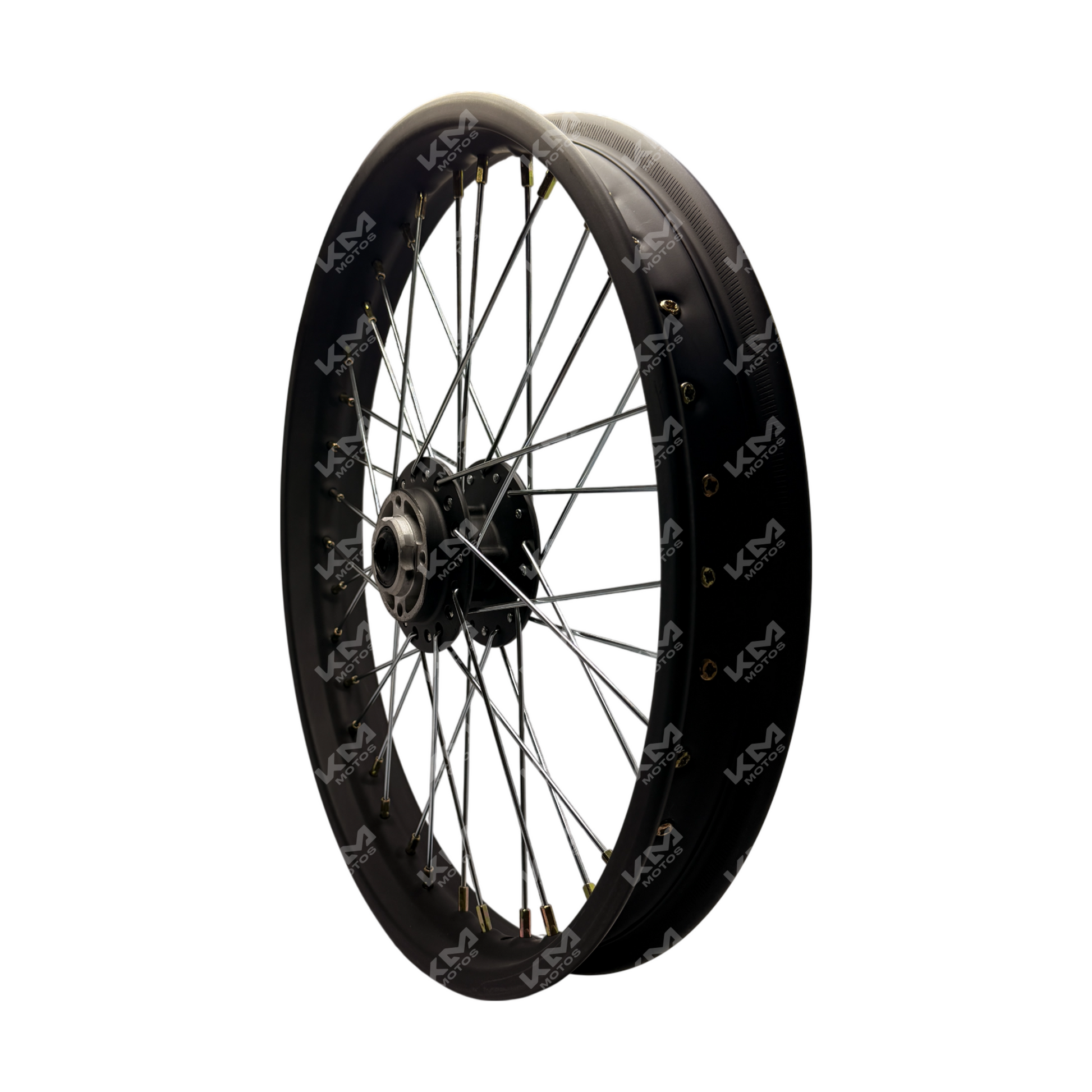 Rin delantero armado KMMOTOS ZX150L ZX200L, resistente y duradero, con acabado metálico para motocicleta.