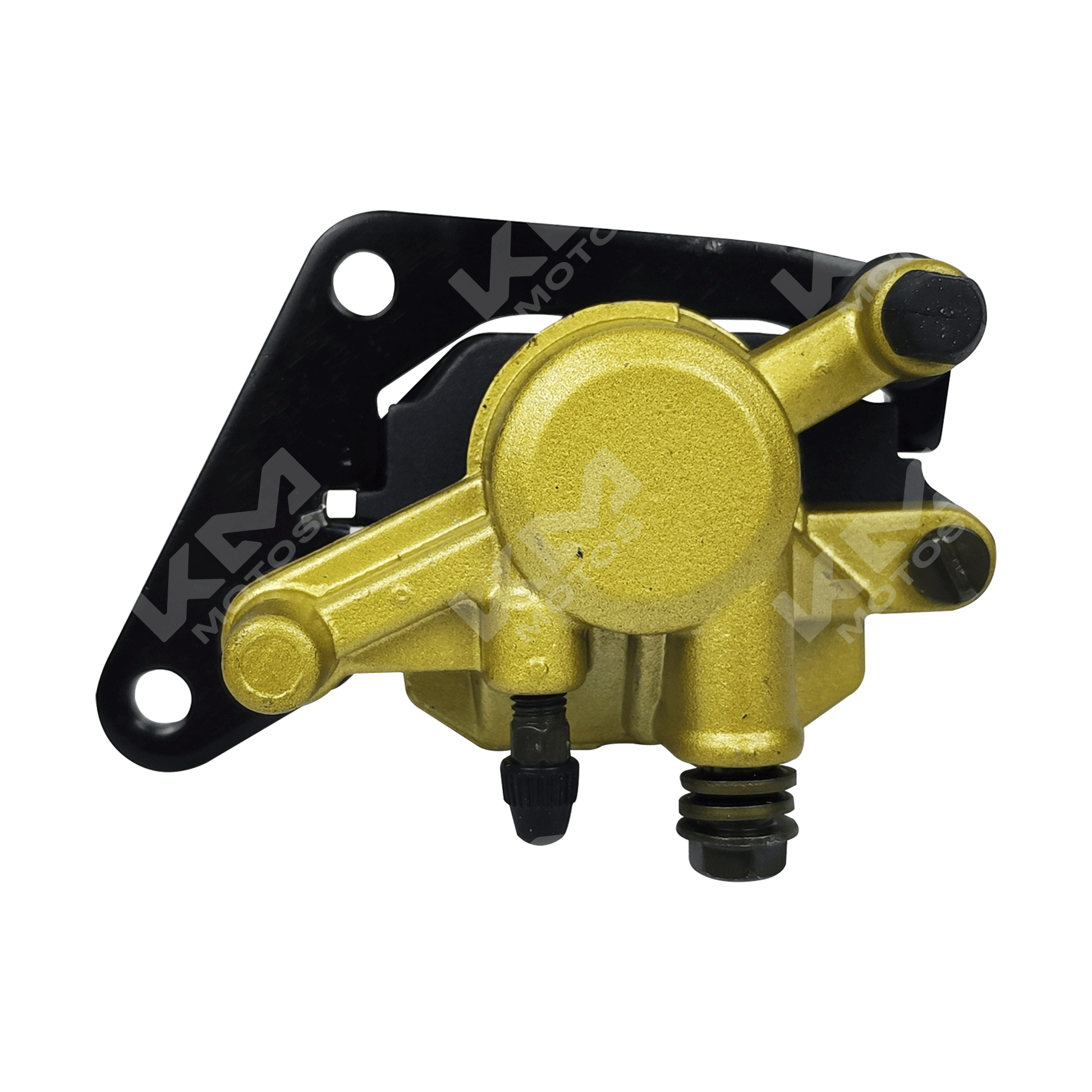 Caliper de freno para YBR125-G TT de KM Motos, mostrado con mordaza y componentes de fricción en imagen clara.