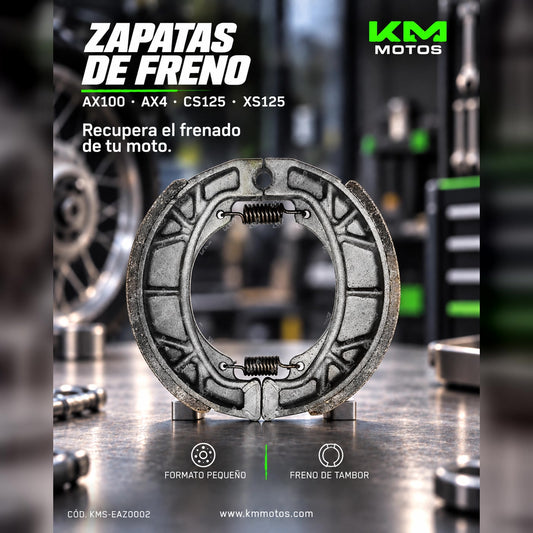 ZAPATA DE FRENO AX100/AX4/CS125/XS125 PEQUENA — KMS-EAZ0002 | KM Motos