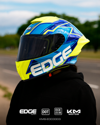 CASCO CERRADO QUARTZ/ AMARILLO AZUL NEON VIS/OSCURA EDGE TALLA "L" DOT/ECE