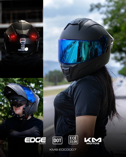 CASCO MODULAR FIBRA DE CARBONO MATE VIS/OSCURA DOBLE + LED  EDGE TALLA "M"  DOT