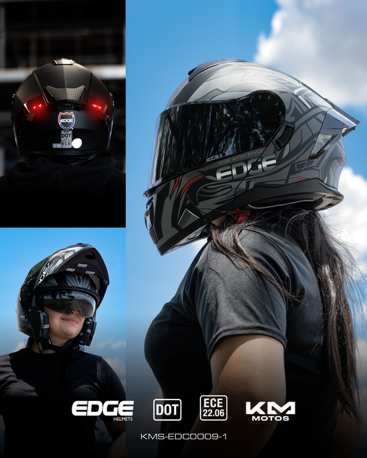 CASCO MODULAR STEELIX GRIS VIS/OSCURA DOBLE + LED EDGE TALLA "L" DOT