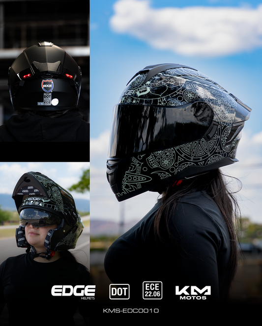 CASCO MODULAR MEXICAN STYLE VIS/OSCURA DOBLE + LED  EDGE TALLA "XL" DOT