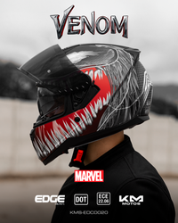 CASCO CERRADO MARVEL VENOM NEGRO MATE VIS/OSCURA DOBLE EDGE TALLA M DOT/ECE