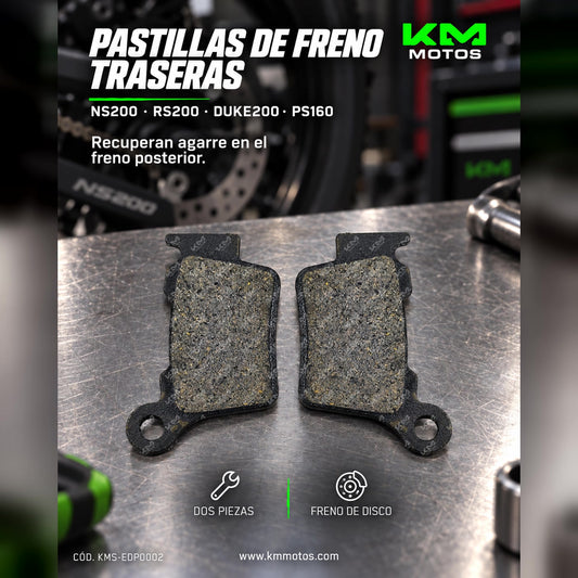 PASTILLA DE FRENO NS200/RS200/DUKE200/PS160 TRASERA — KMS-EDP0002 | KM Motos