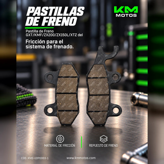 Pastilla de freno Universal para motos GXT, KMF, ZX200, ZX150L y XTZ, mostrada en la imagen.
