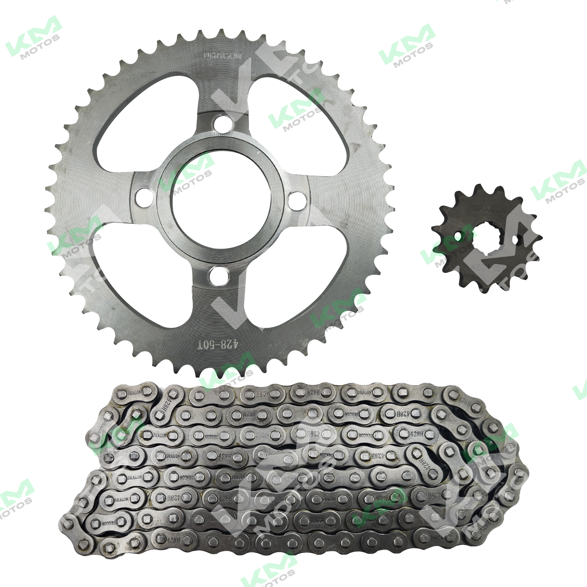 Kit de tracción 50T/15T para arrastre de camiones, incluye bujes 136L Dragon, compatible con modelos FT150 y CG150.