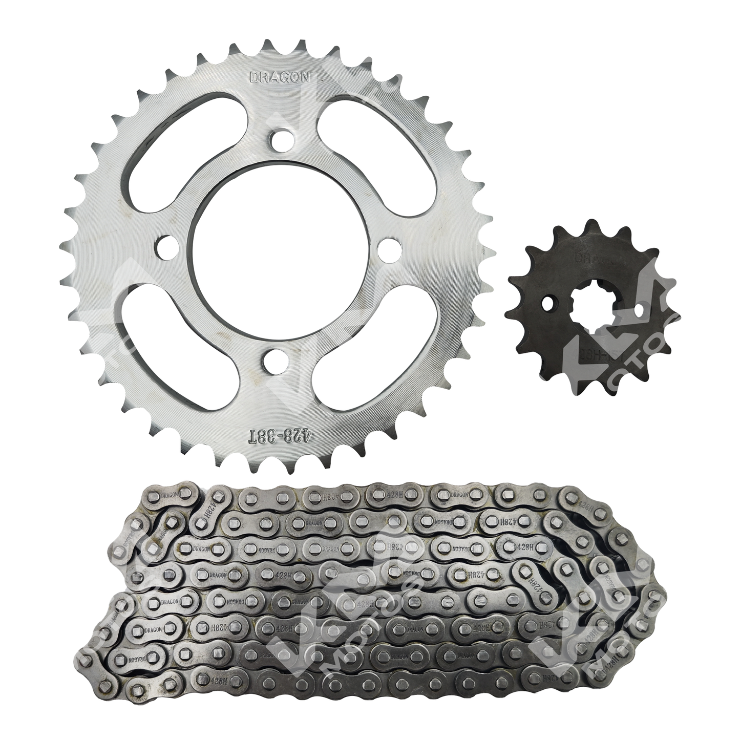 Kit de tracción 38T/15T para YBR125 128L Dragon, componentes de arrastre de alta resistencia de KM Motos