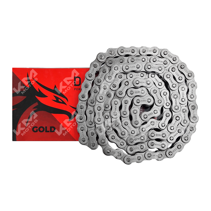 Cadena 120L-530H gris reforzada de la marca KM Motos, cadena robusta para motocicletas.
