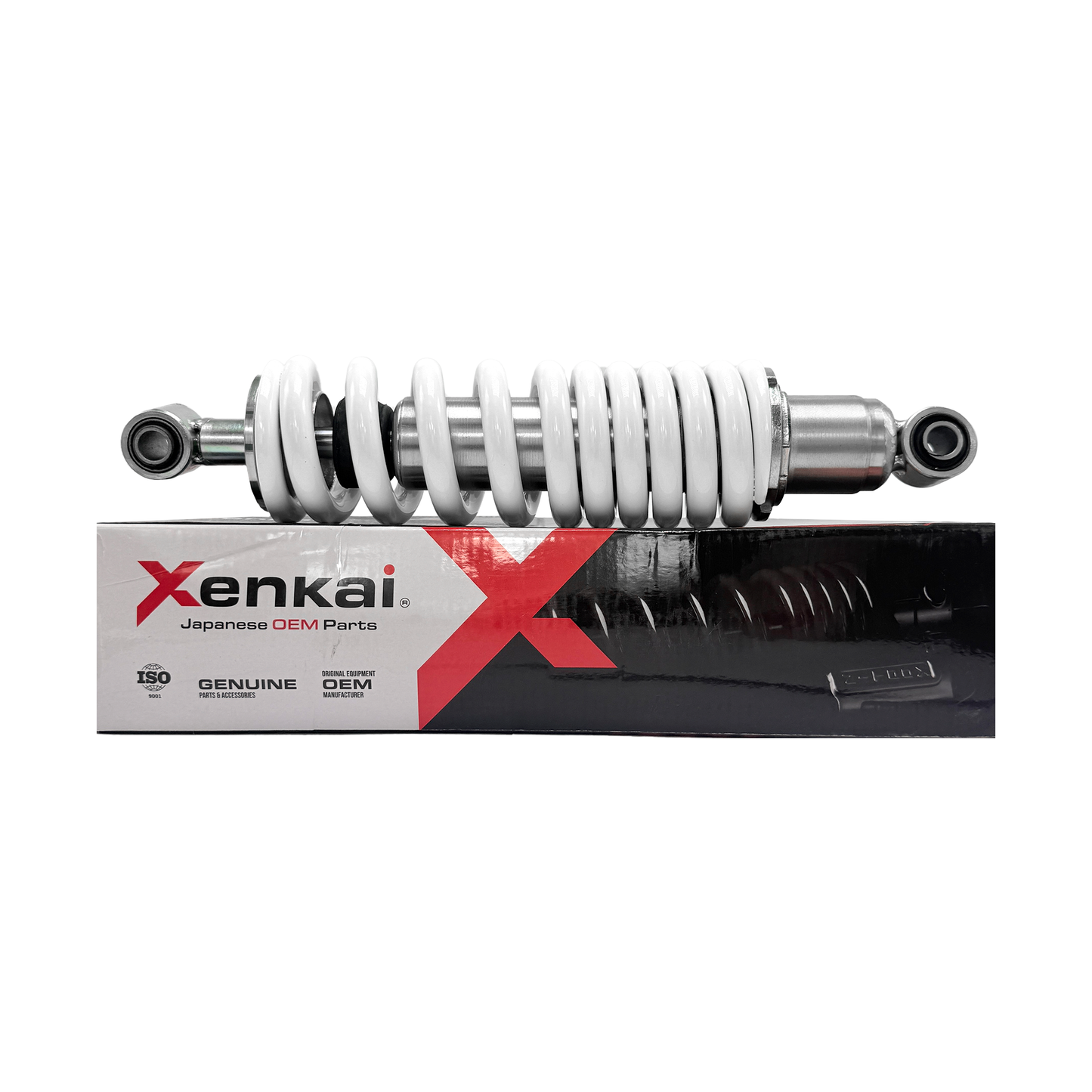 Amortiguador trasero XENKAI para Italika 150Z y 200Z, pieza de suspensión con acabado metálico y componentes visibles.