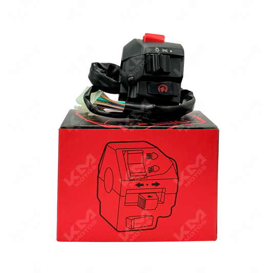 Conjunto de mando derecho KMS para Italika 125FL, 125Z, 125FL GPS y 125FL con parrilla larga, componentes visibles.