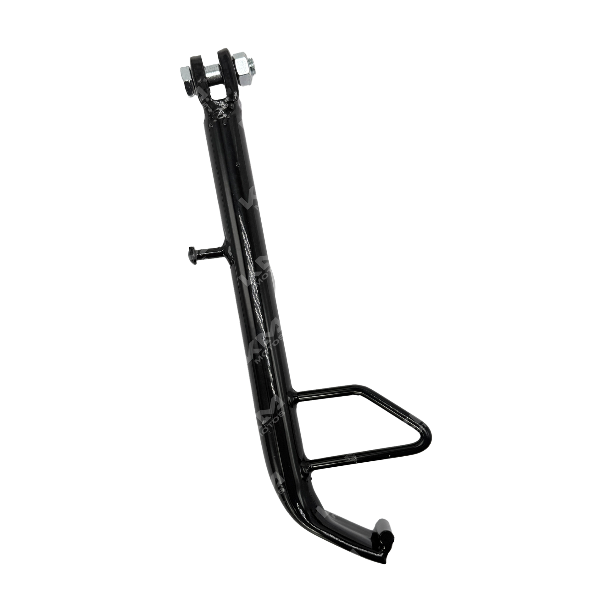 Soporte lateral de la pata de la moto Italika 125FL, 125Z, GPS con parrilla larga, marca KMS, en color negro.