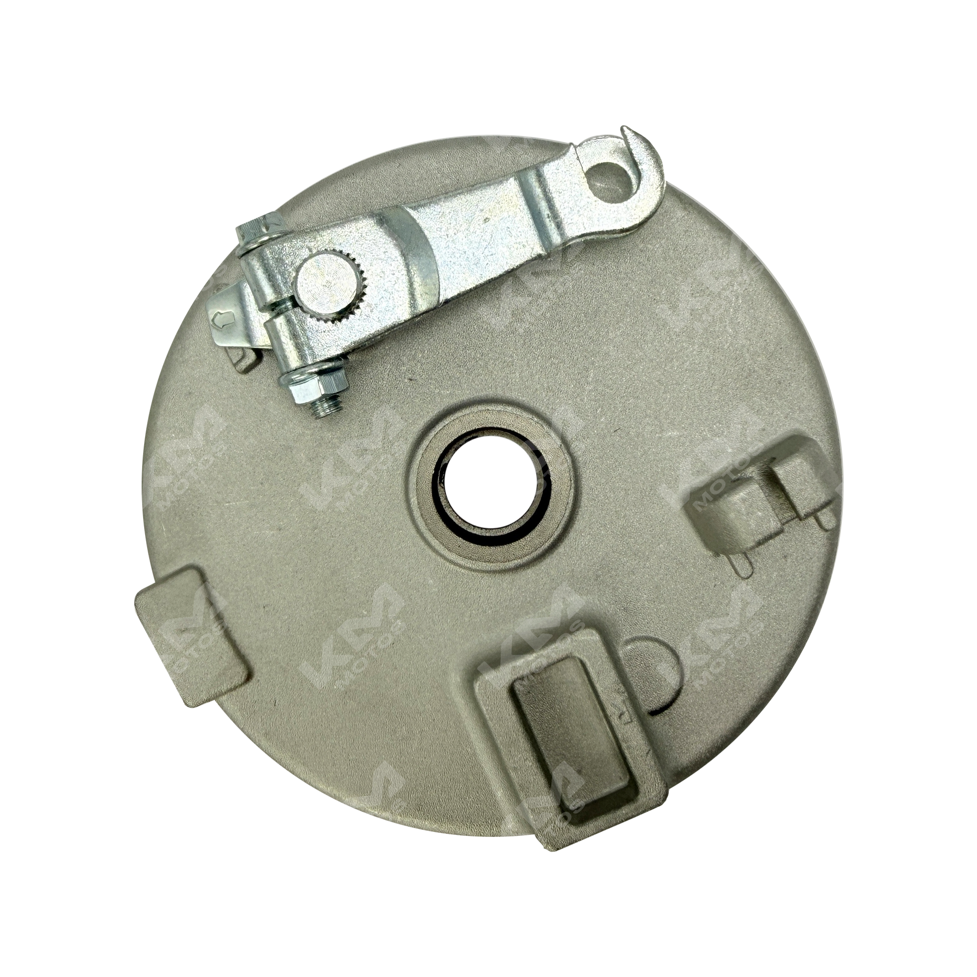 KMS ATV front brake shoe for Italika ATV180, ATV150 Sport, with reverse and KMS branding, showing brake components.
