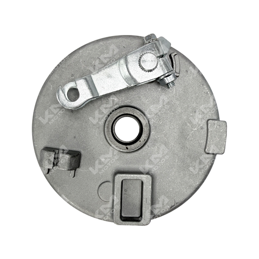 Left brake shoe for KMS Italika ATV models including ATV180, ATV150 Sport, with reverse option, shown in an image.