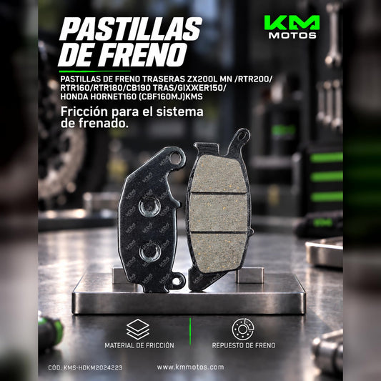 Pastillas de freno traseras KM Motos para ZX200L, RTR200, Gixxer 150 y Honda Hornet 160, componentes de freno duraderos y seguros