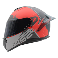 CASCO CERRADO ROJO/GRIS MATE MH613 HS2 D.V. VISERA OSCURA "M"