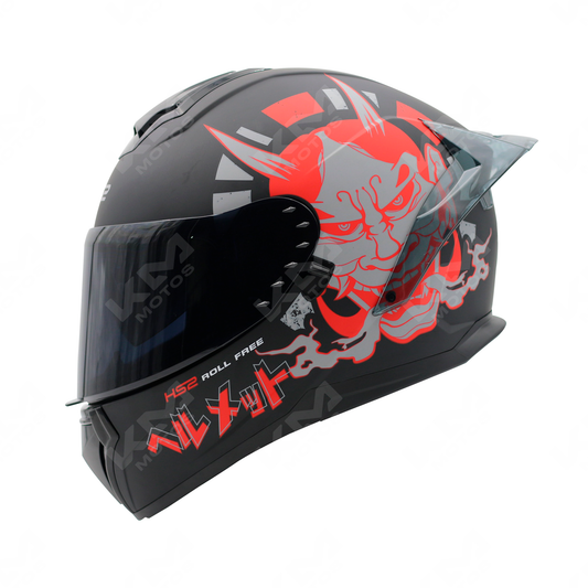 CASCO CERRADO NEGRO/ROJO MATE DEMOND MH613 HS2 D.V. VISERA OSCURA XL