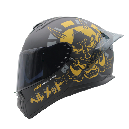 CASCO CERRADO NEGRO/GOLD MATE DEMOND MH613 HS2 D.V. VISERA OSCURA "XL"