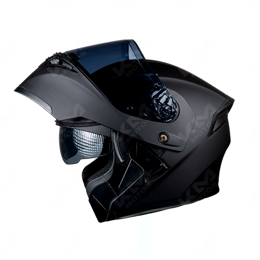 CASCO MODULAR NEGRO MATE SOLID MH90 HS2 D.V. VISERA OSCURA "L"