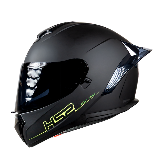 CASCO CERRADO NEGRO MATE ALERON GRIS/VRD MH613 HS2 D.V. VISERA OSCURA "L"